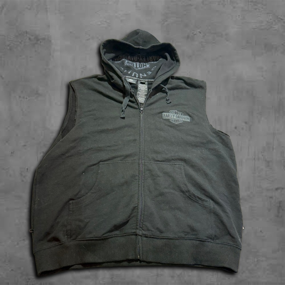 Modern Relaxed Harley Davidson Essential Sleeveless Zip Hoodie